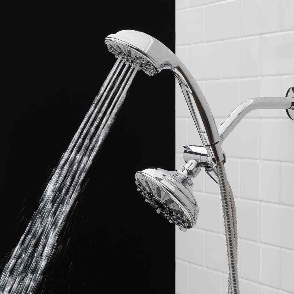 Glacier Bay 6-Spray 5 in. Dual Wall Mount Handheld Shower Head 1.8 GPM in Chrome