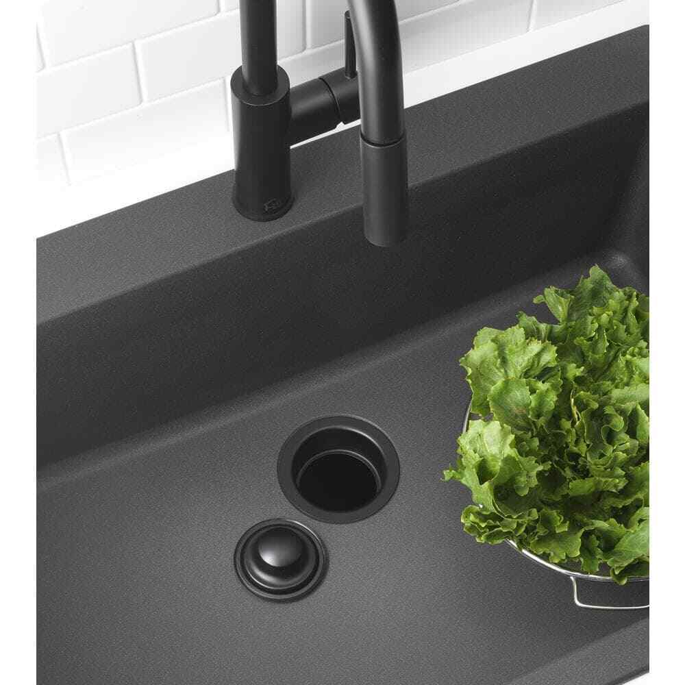 Glacier Bay Garbage Disposal Rim+Stopper, Stainless steel w/ matte black finish