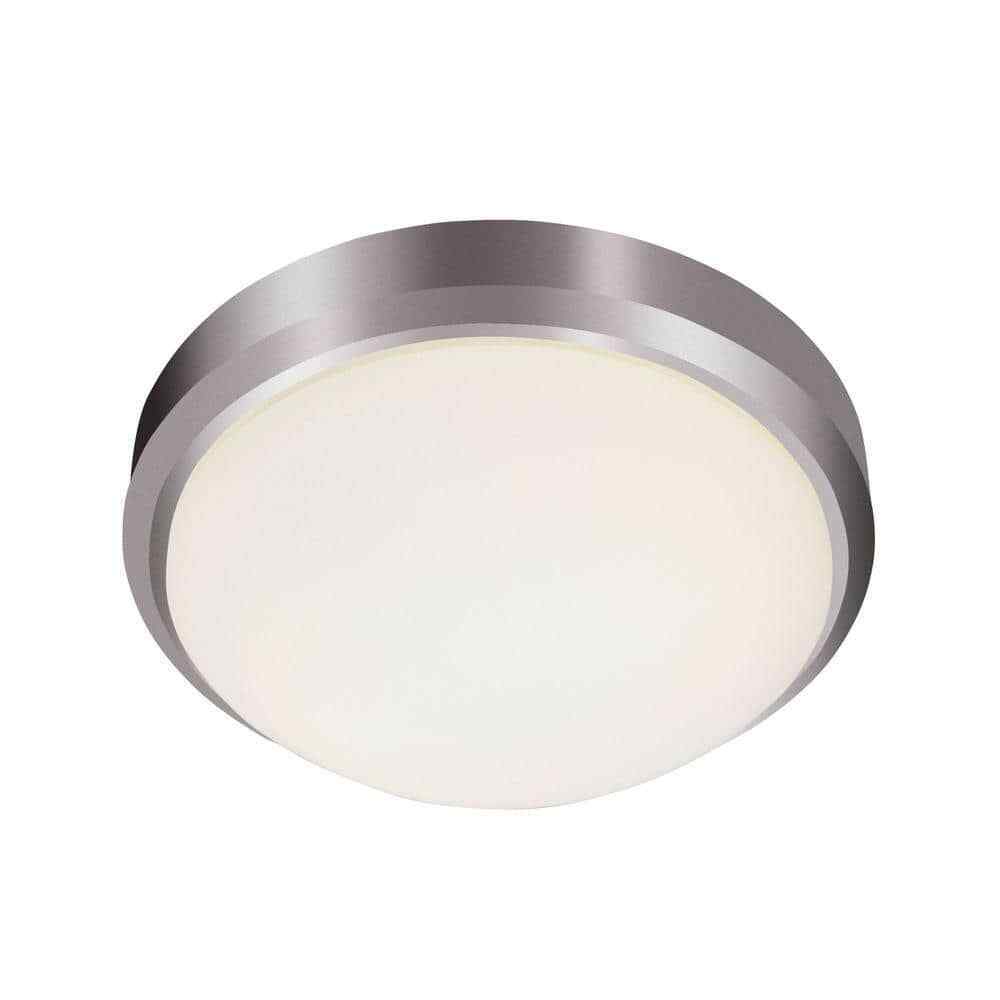 Bel Air Lighting Bliss 15 in. Brushed Flush Ceiling Light Fixture w/ Glass Shade