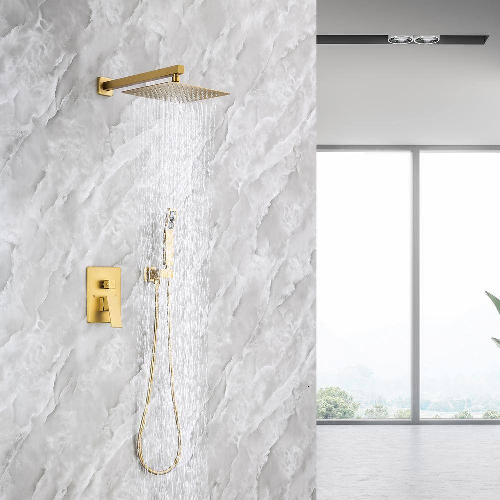 rainlex 10 in. Shower Head High Pressure Shower Faucet Gold Color Valve Included