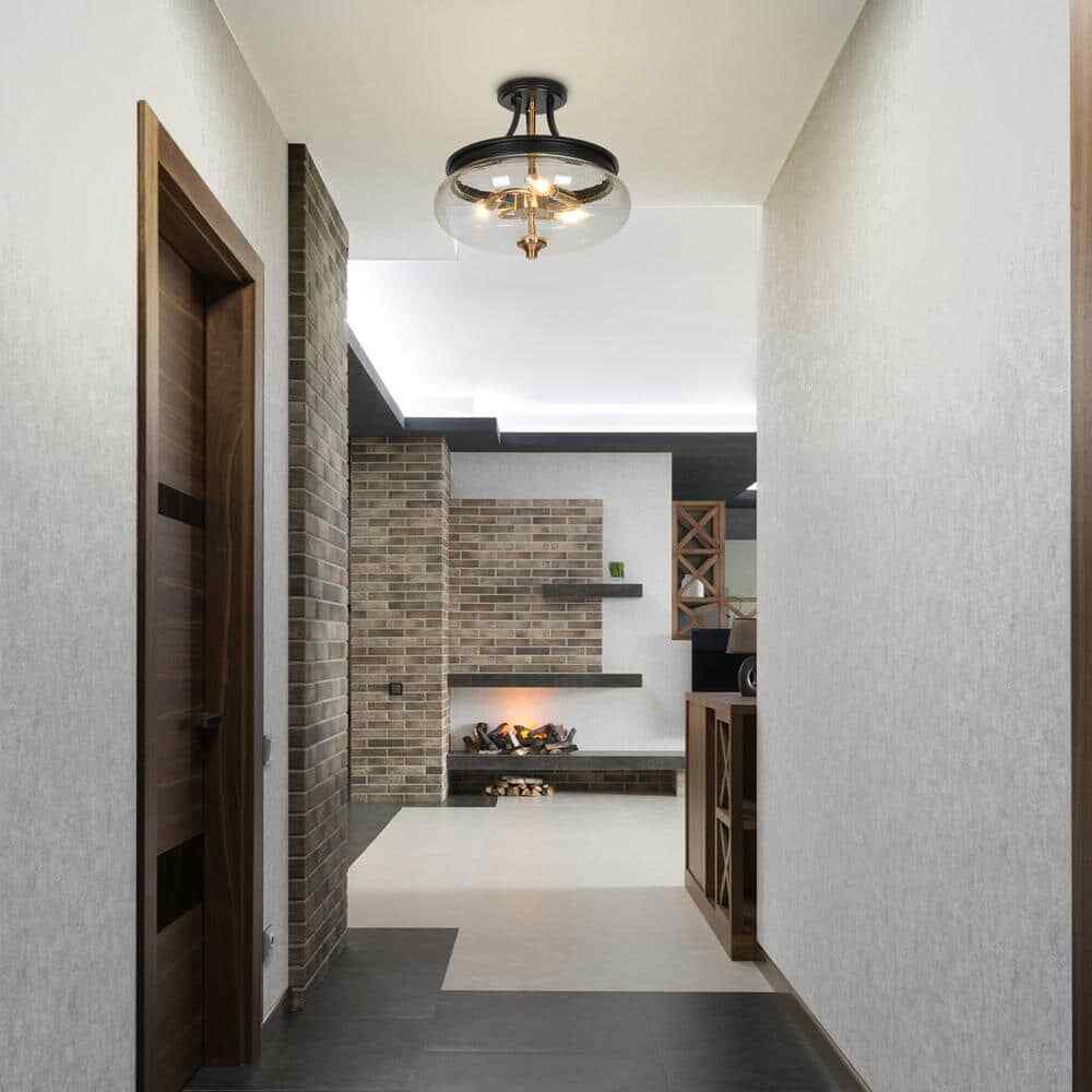 Uolfin Modern Farmhouse Black 3-Light Gold Kitchen Ceiling Lights