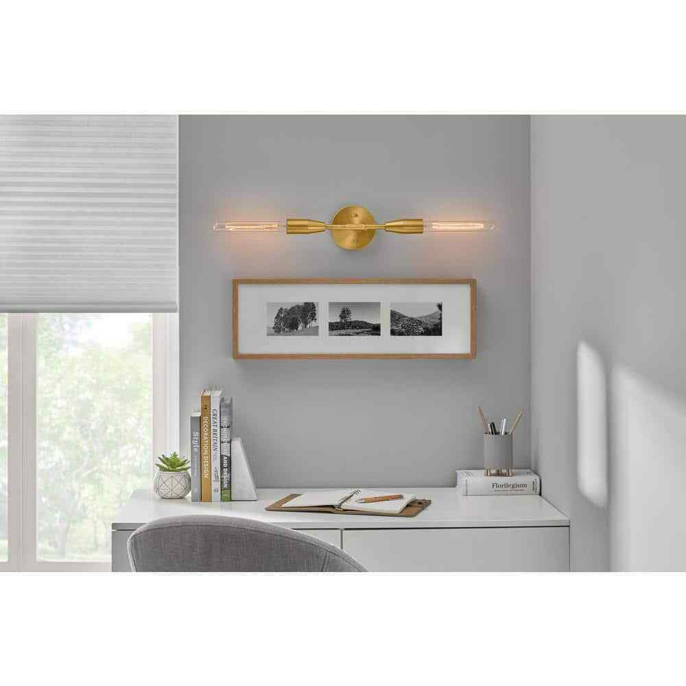 Home Decorators Ansel 2LT Convertible Sconce Aged Brass Finished Frame
