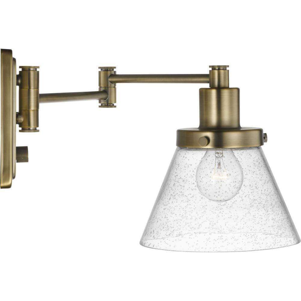 Progress Lighting Hinton Gold Vintage Brass Swing Arm Adjustable Wall Sconce