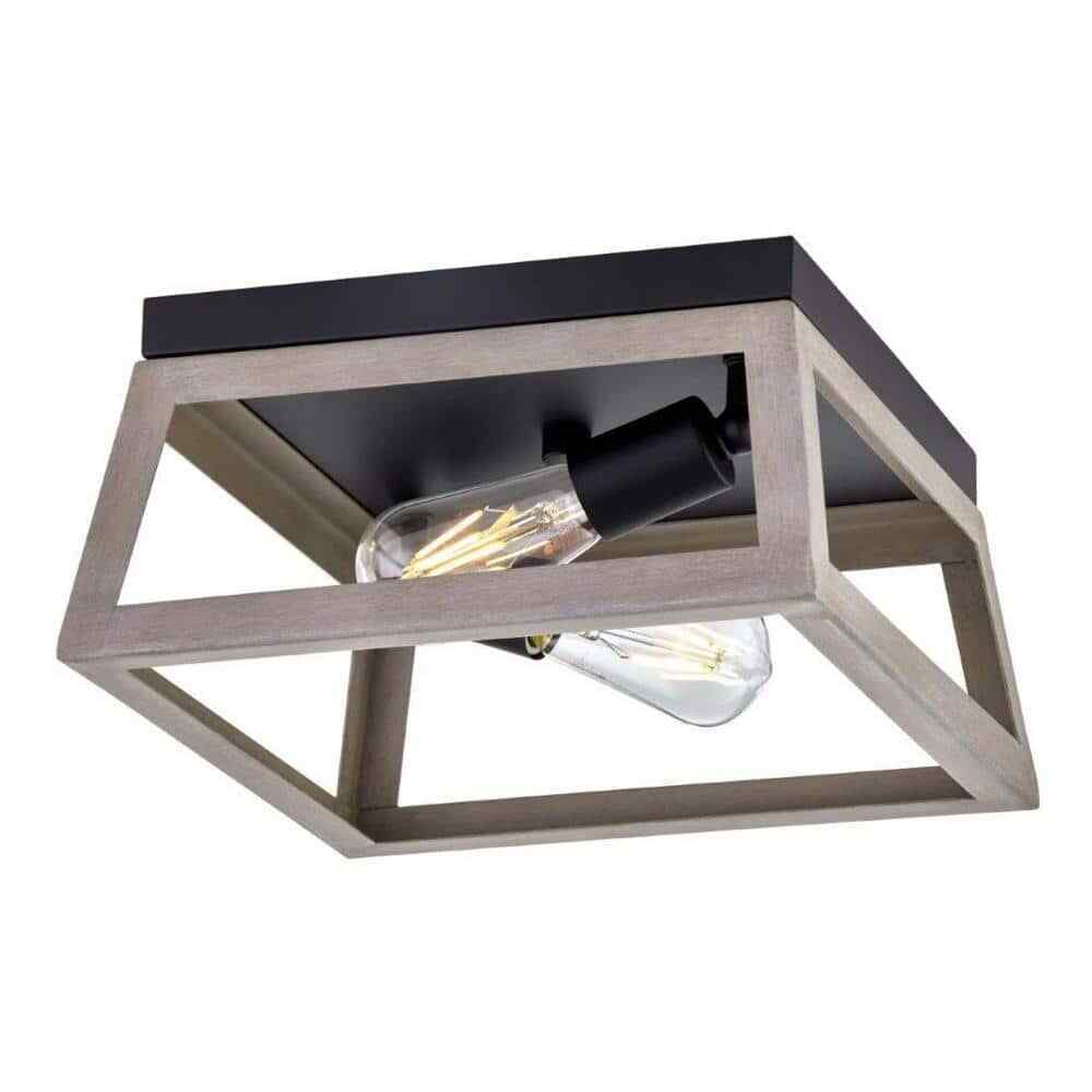 Hampton Bay Burkepoint 2-Light Woodgrain Flush Mount HD-1902-I