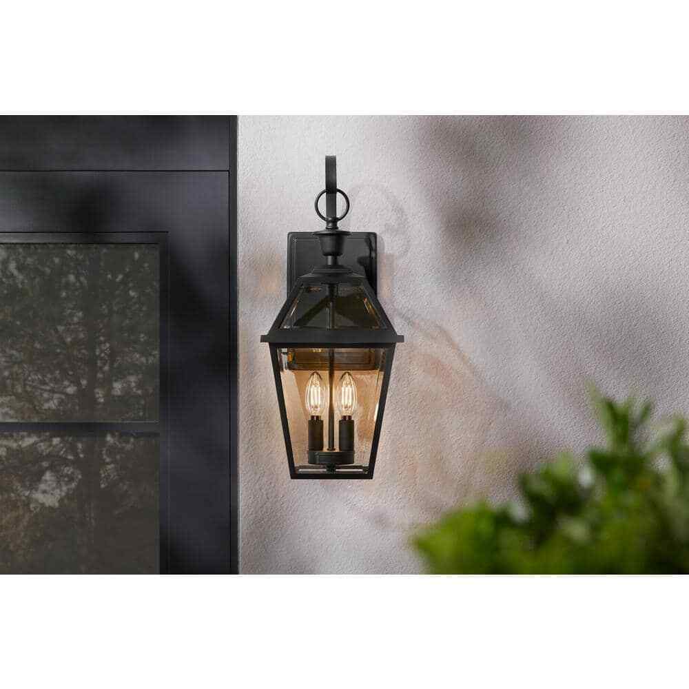 Glenneyre 20.25 in. Matte Black French Quarter Gas Style Outdoor Wall Lantern