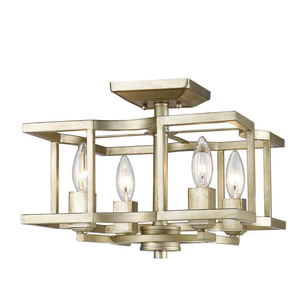 Golden Lighting Bellare 4-Light White Gold Semi-Flush Mount 7151-SF WG