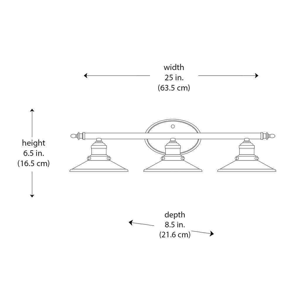 Hampton Bay Glenhurst 25 in. 3-Light Farmhouse Black Bathroom Vanity Light