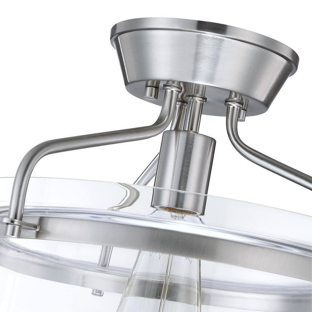 Hukoro Oro 13.4 in. 1-Light Semi Flush Mount with Brush Nickle Finish