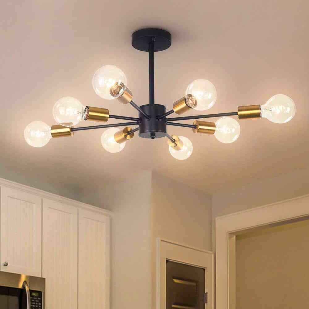 RRTYO Taraji 24.01 in. 8-Light Semi Black and Gold Semi-Flush Mount