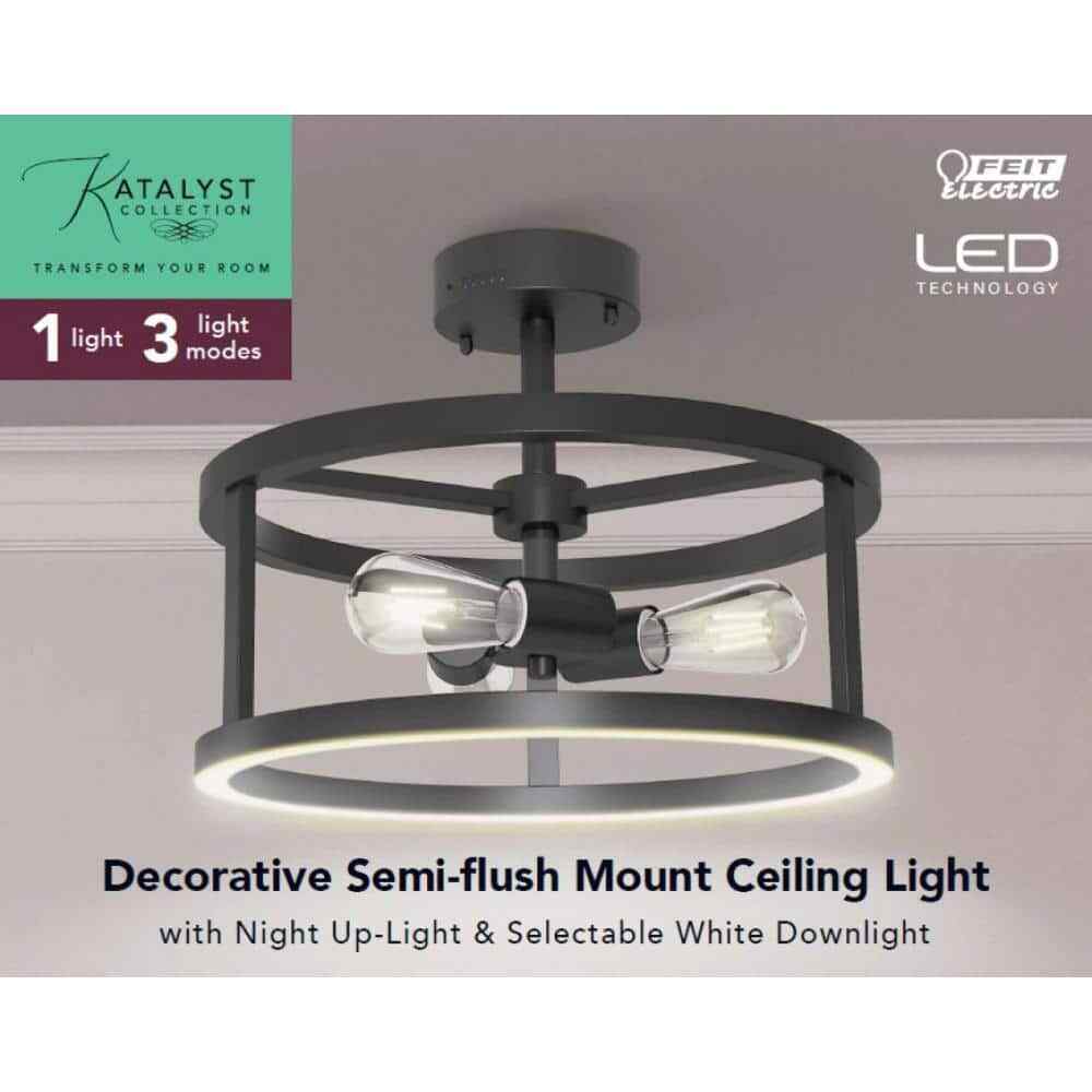 Feit Electric Katalyst 15 in. 3-Light Matte Black Color Selectable CCT LED