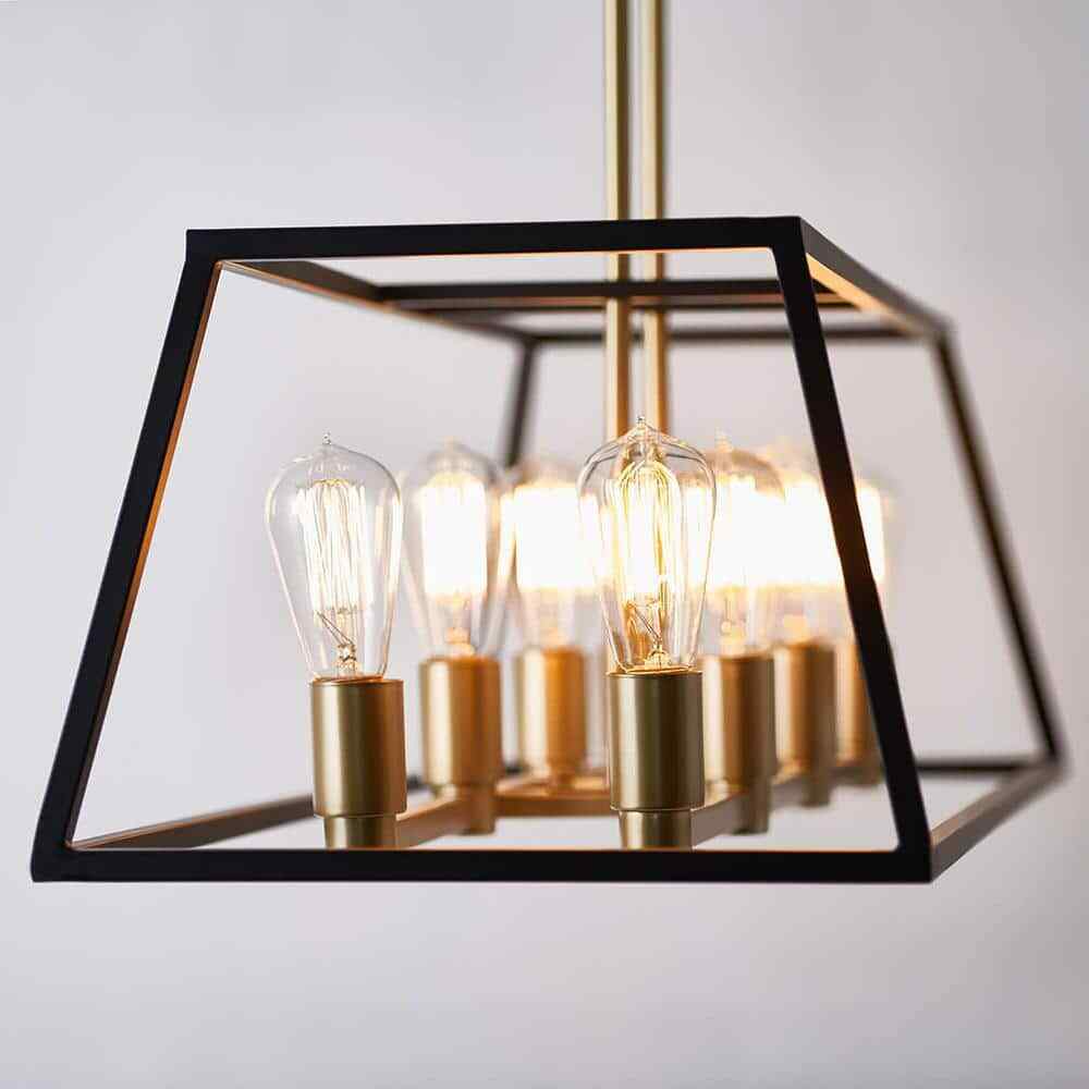 Artika Carter 8-Light Black Gold Modern Industrial Cage Chandelier Light Fixtur