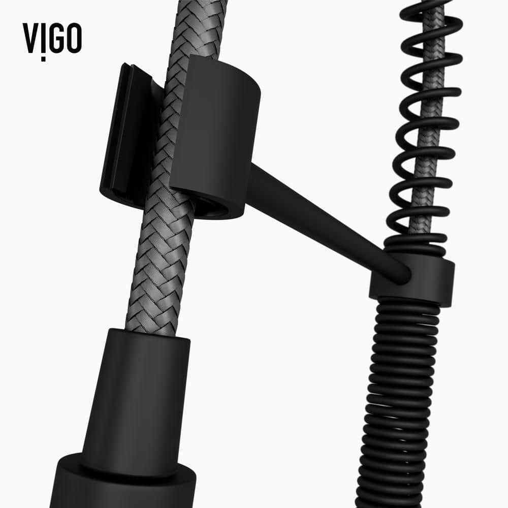 VIGO Edison Single Handle Pull-Down Sprayer Kitchen Faucet in Matte Black