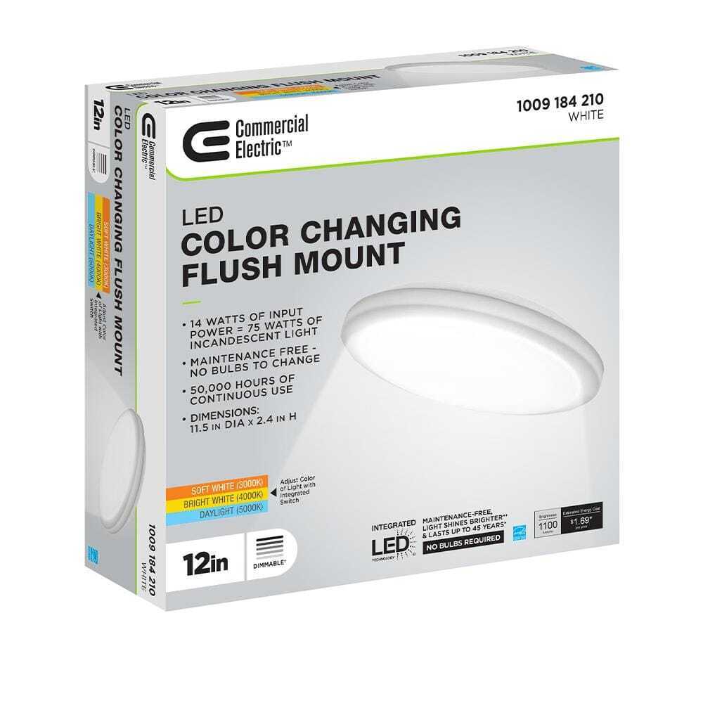 Commercial Electric 12 in Low Profile LED Flush Mount Round Closet Light Fixture