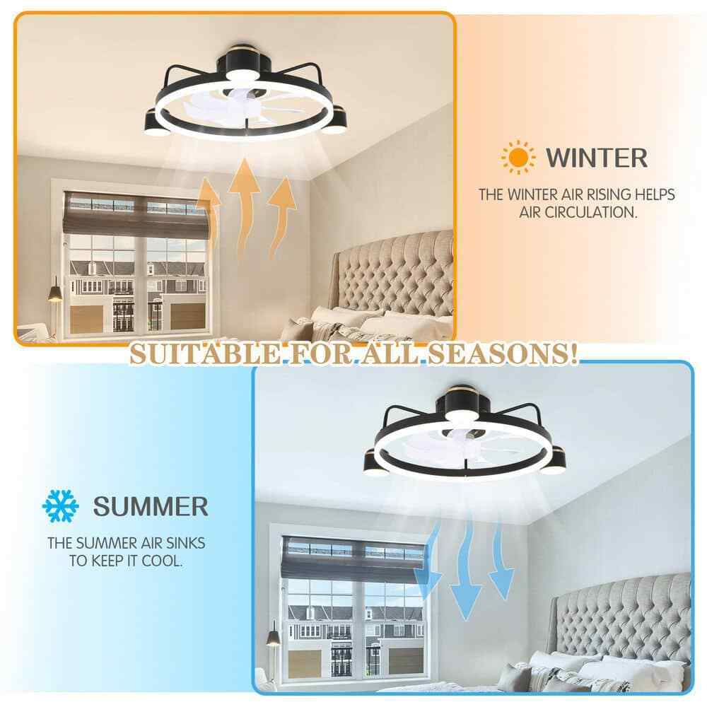 Bella Depot 28 in. LED Indoor Smart App Control Low Profile Black Ceiling Fan