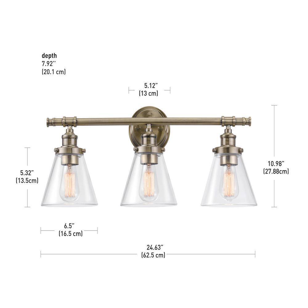 Globe Electric Parker 3-Light Brass 5-Piece All-In-One Bath Vanity Light Set