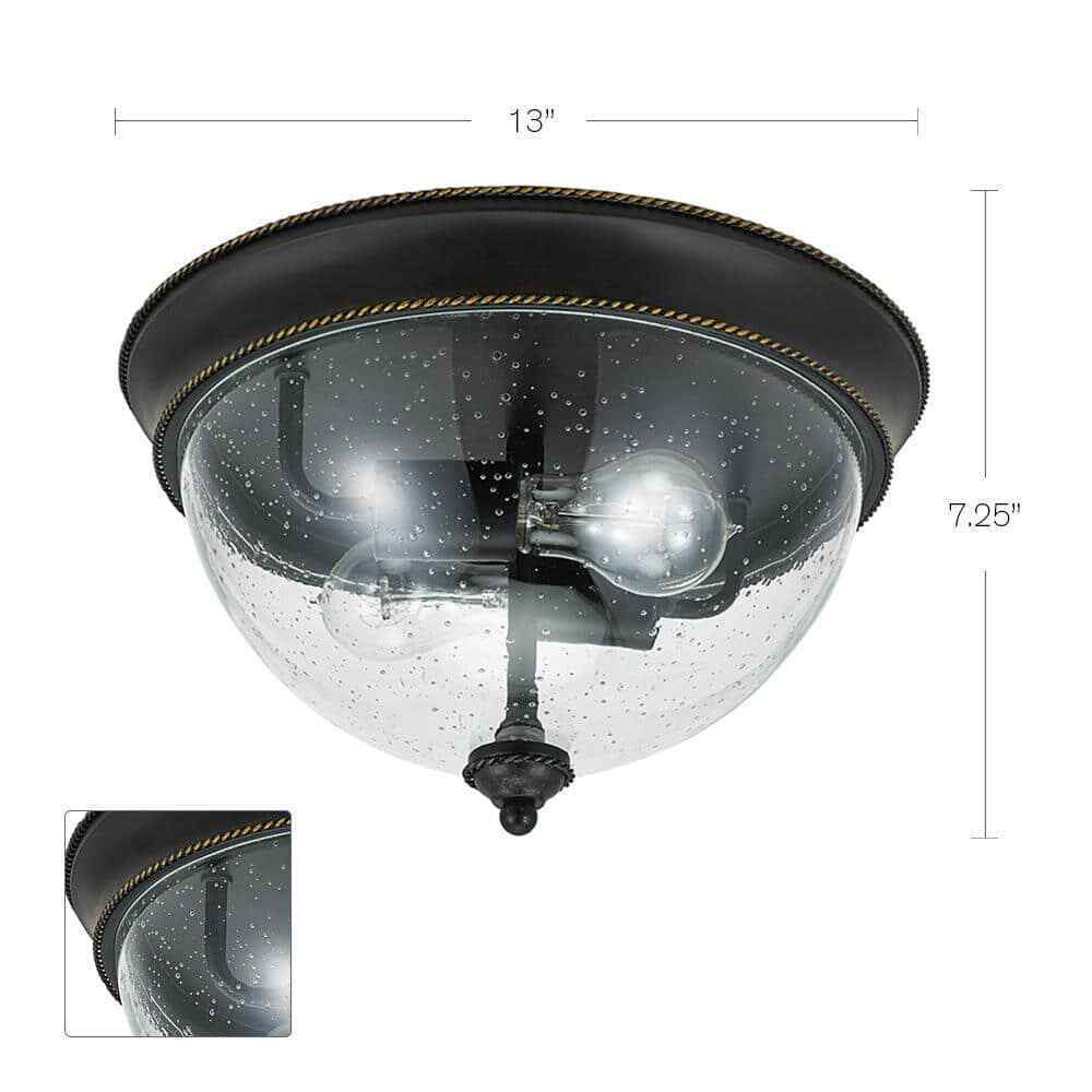 Hampton Bay 2-Light 13 in. Bronze Flush Mount Ceiling Light