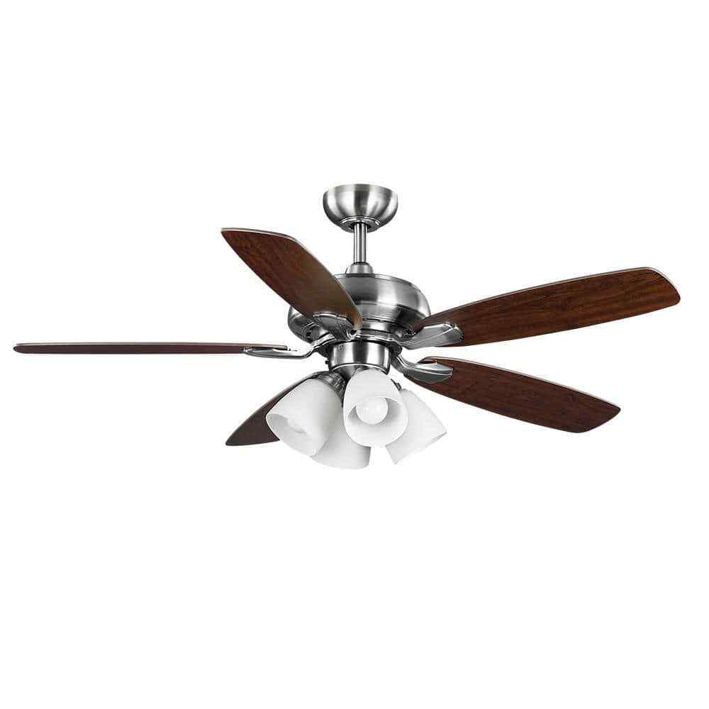 Hampton Bay Hollis 52 in. Indoor LED Brushed Nickel Dry Rated Ceiling Fan