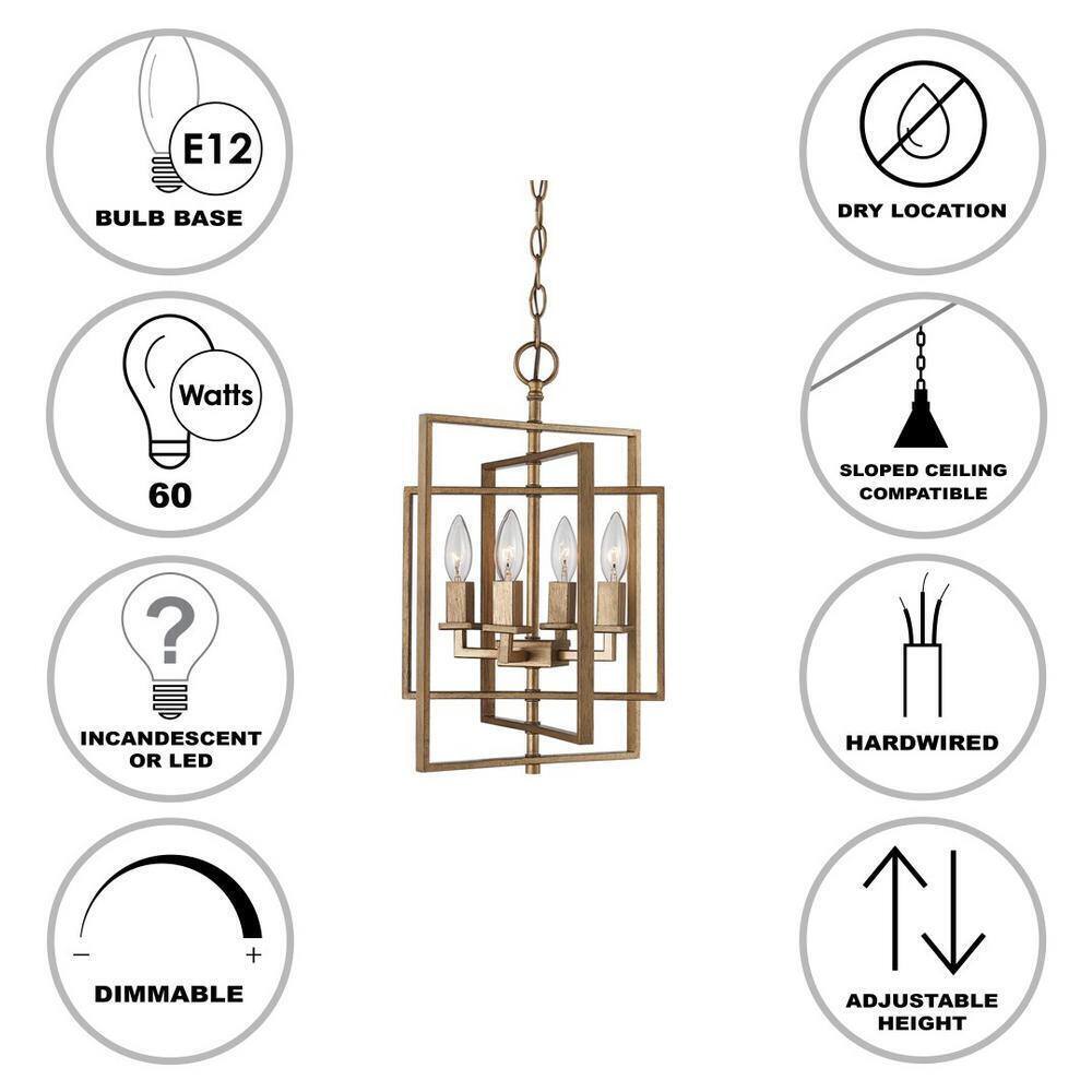 Bel Air Lighting 14 in Antique Gold Pendant Light Fixture with Caged Metal Shade