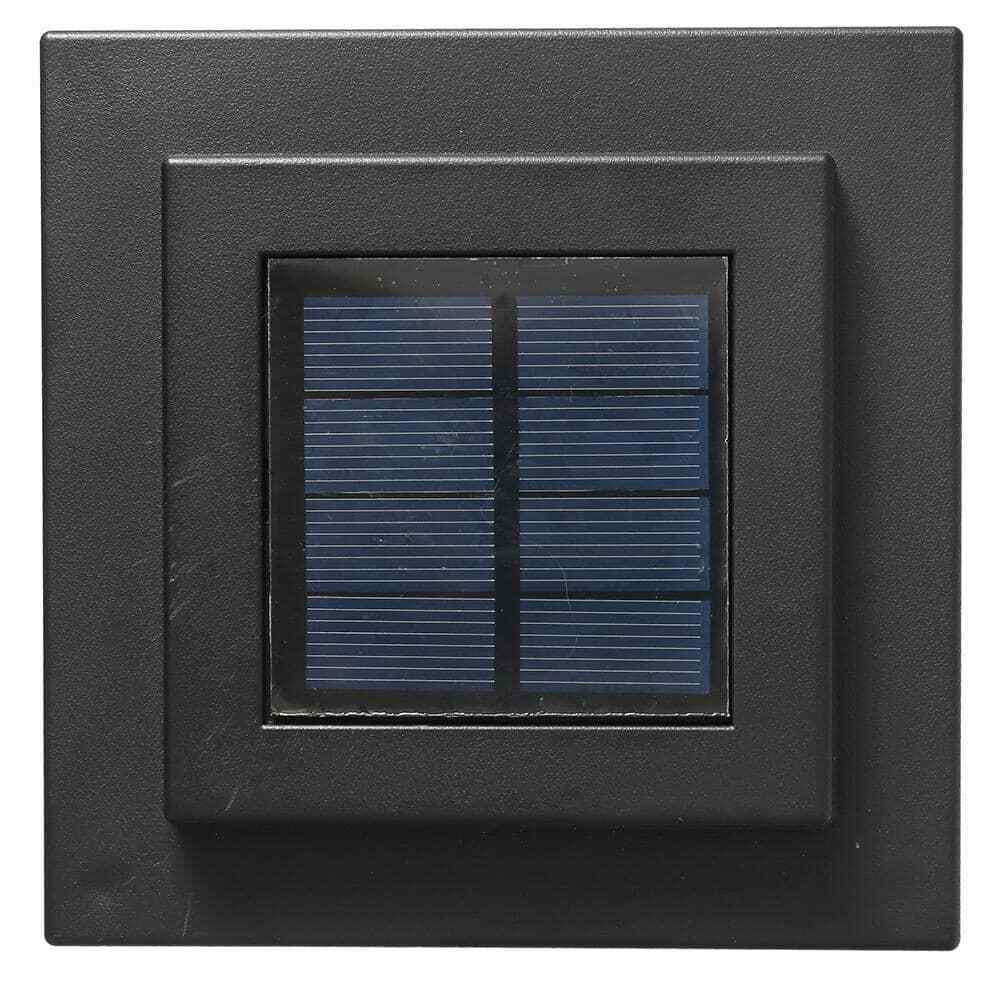 Hampton Bay Ambrose Solar Matte Black Integrated LED Modern Flicker Flame 2-Pack