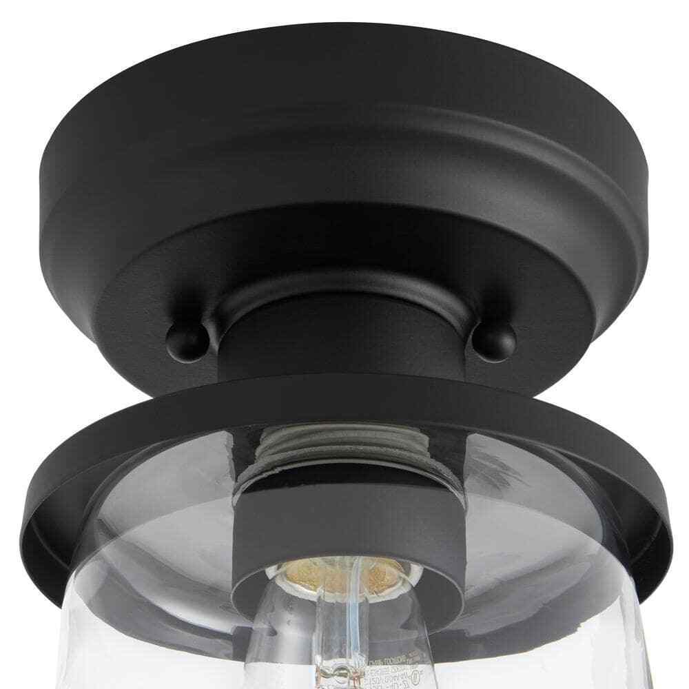 Hampton Bay Rigby 9.6 in. 1-Light Matte Black Round Flush Mount Ceiling Light