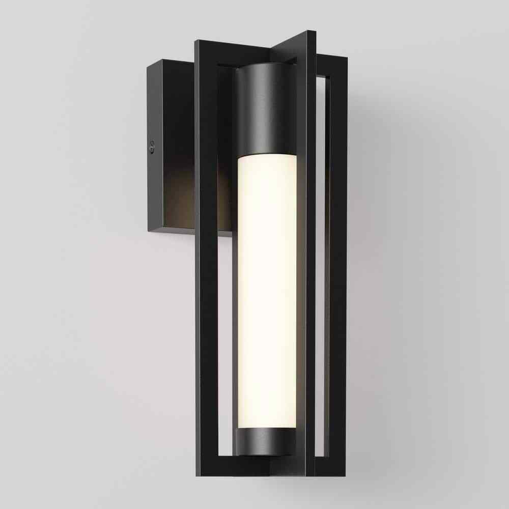Artika Walt Black Modern LED Outdoor Hardwired Garage Porch Light Lantern Sconce