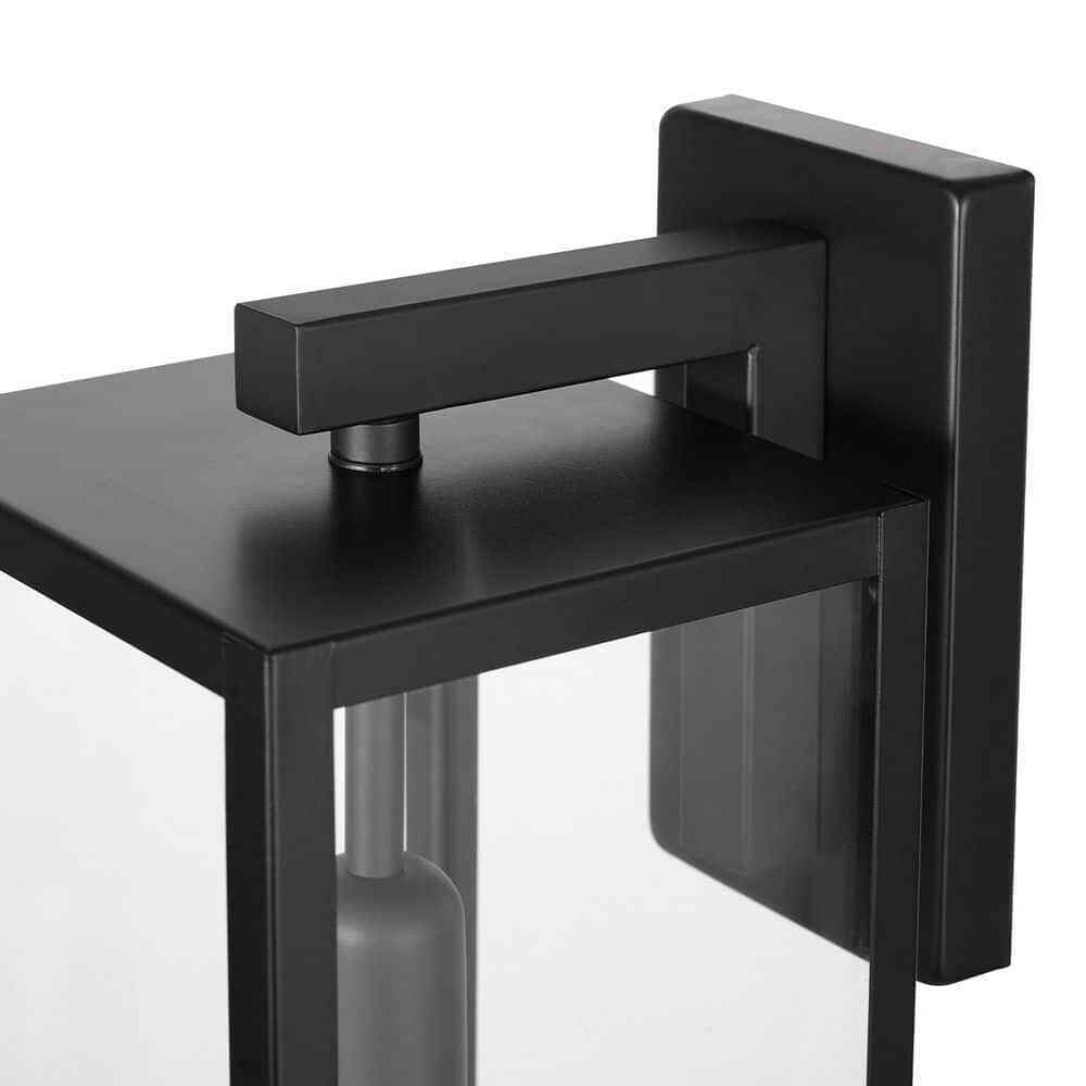 Hampton Bay Hurley 19.25 in. Matte Black Farmhouse Outdoor 1-Light Wall Sconce