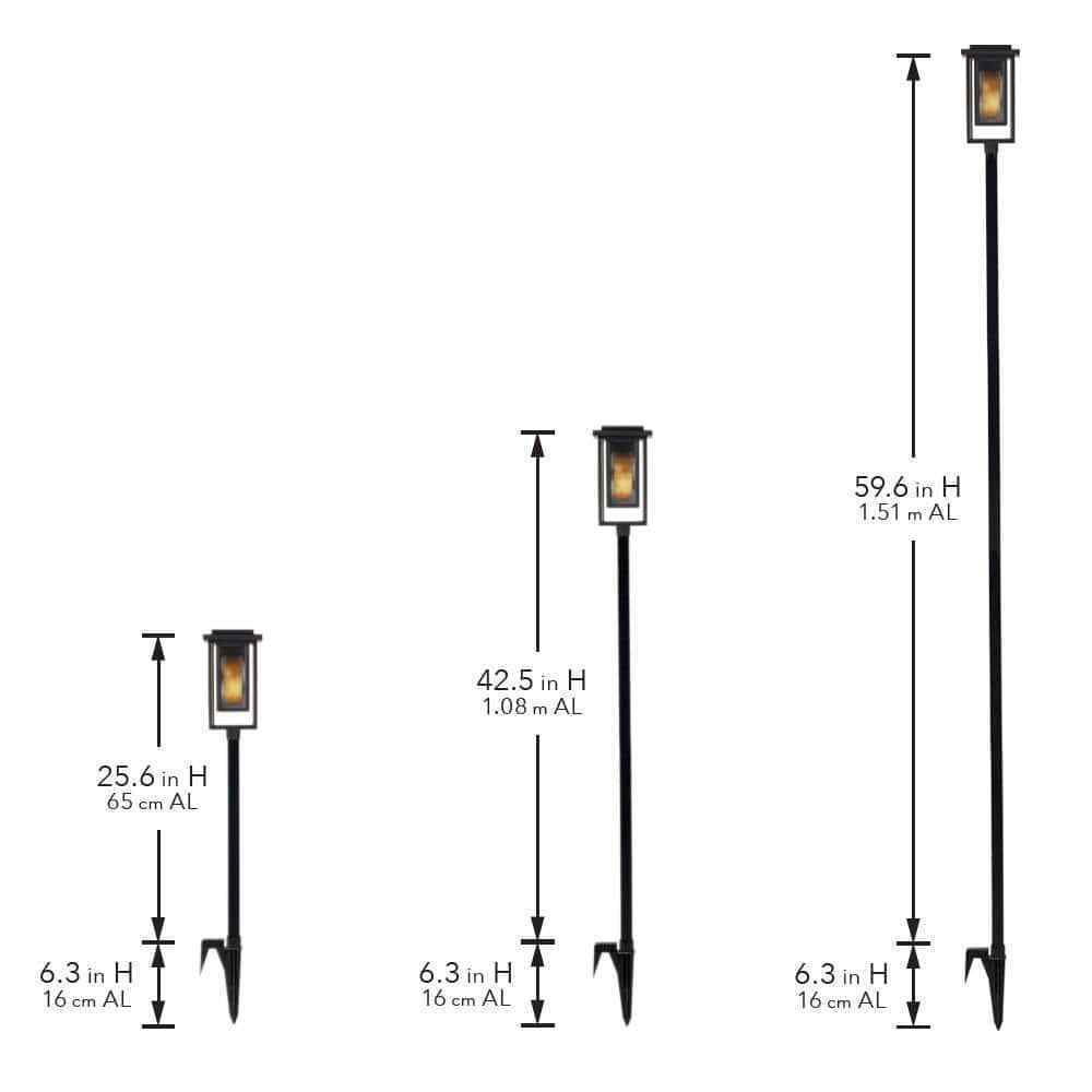 Hampton Bay Ambrose Solar Matte Black Integrated LED Modern Flicker Flame 2-Pack