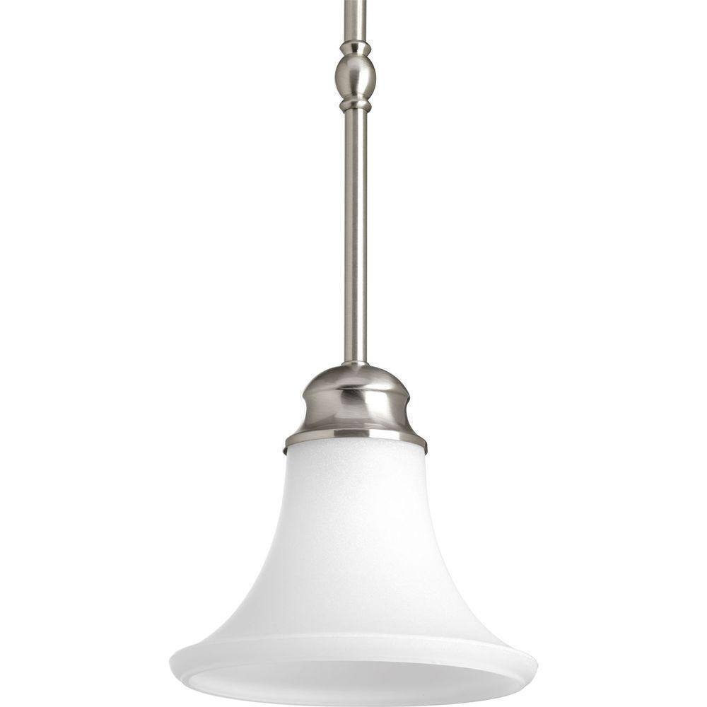 Progress Lighting Applause Brushed Mini Pendant with Etched Parchment Glass