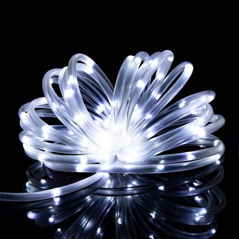 GIGALUMI Outdoor 35.7 ft. Solar Powered Cool White LED Rope Light 2-Pack