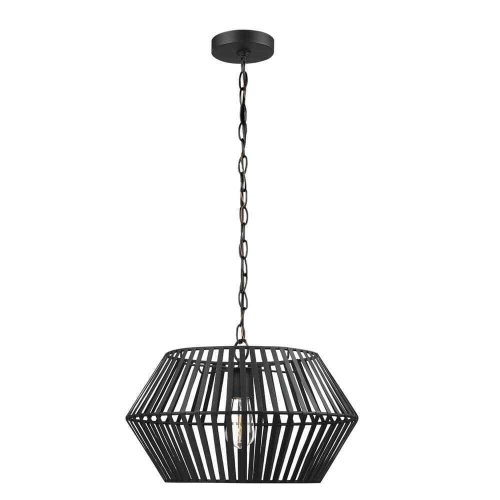 Globe Electric Juliet 1-Light Matte Black Chandelier with Caged Metal Shade