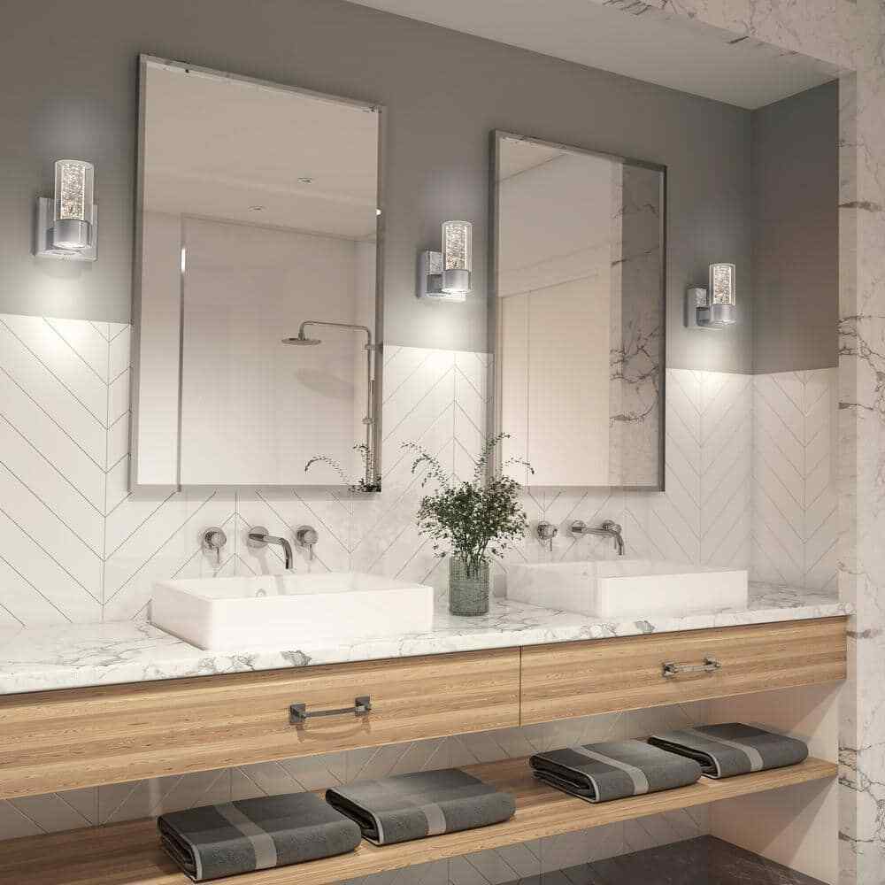 Artika Essence 4.3 in. 1-Light Chrome LED Wall Sconce Light Fixture for Bathroom