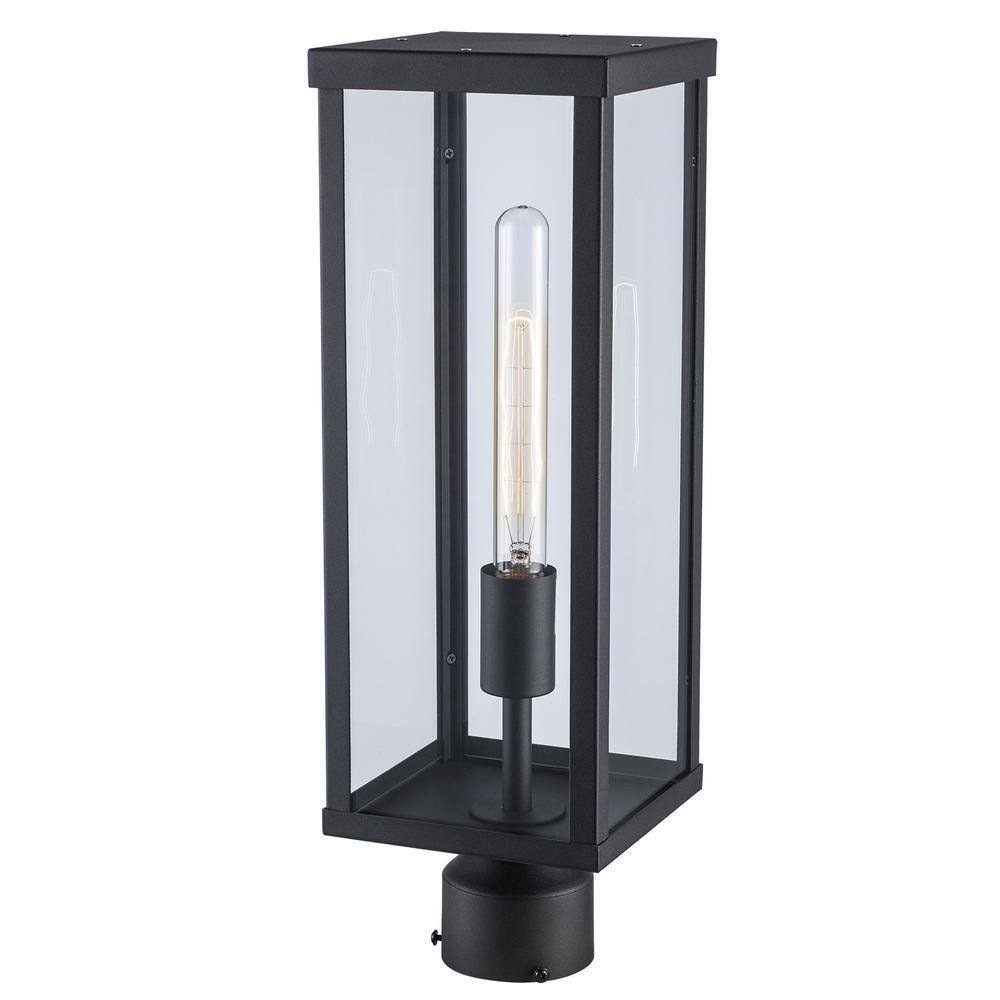 Bel Air Lighting Oxford Black Outdoor Lamp Post Light Fixture with Clear Glass