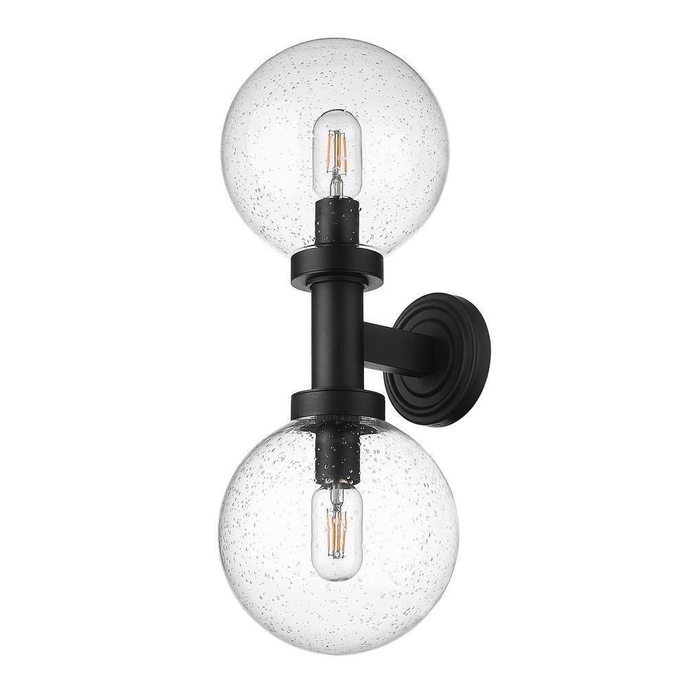 Laurent 2-Light Black Hardwired Cylinder Outdoor Wall Scone 599M2-BK