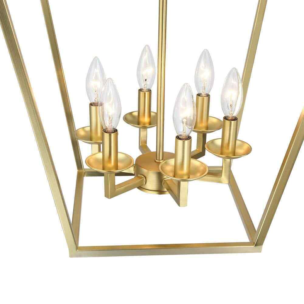 Hukoro Alfa 16 in. 6-Light Geometric Cage Lantern Pendant Light