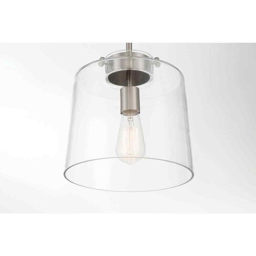 Hampton Bay Mullins 10 in. 1-Light Brushed Nickel Pendant Hanging Light