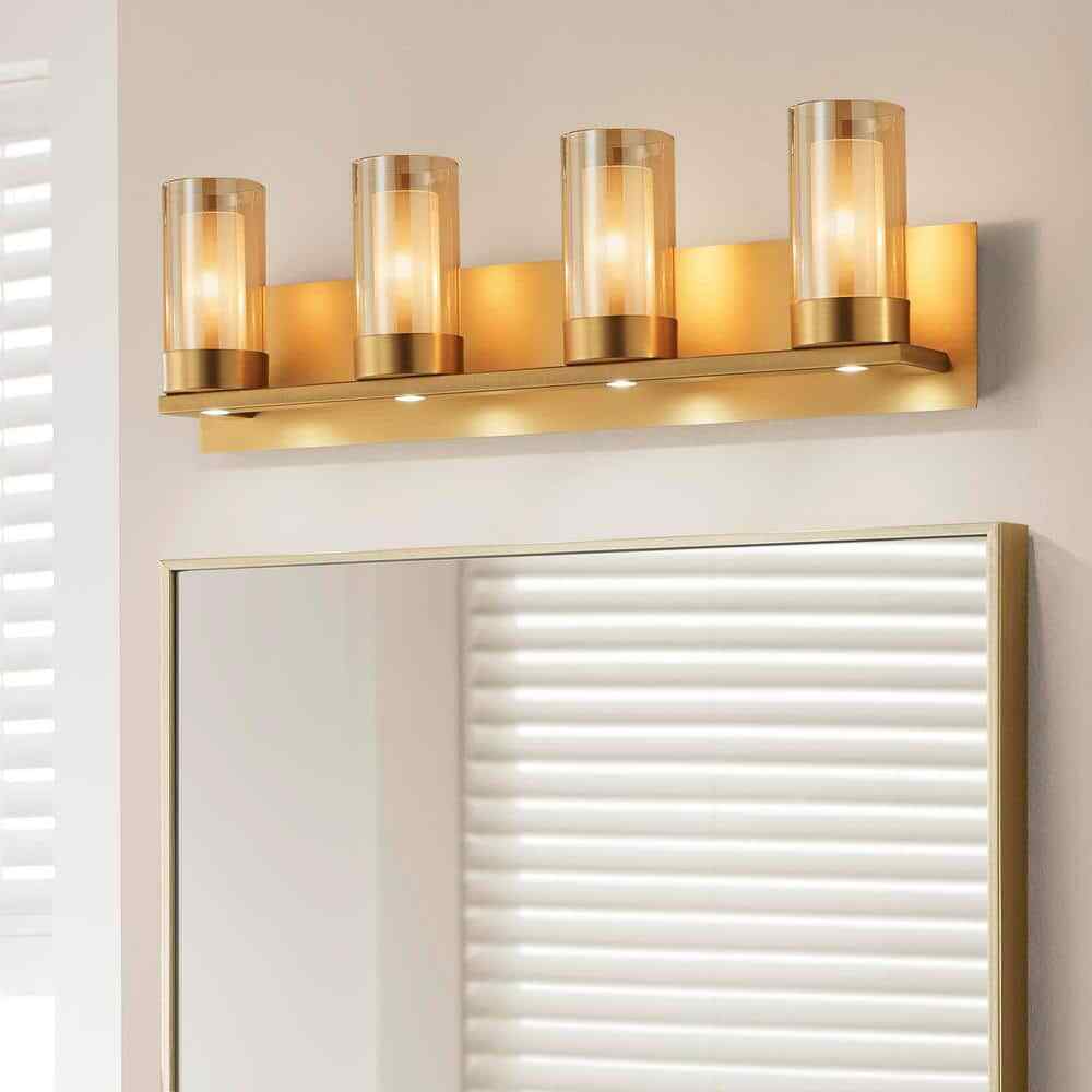 Home Decorators Samantha 26.6 in. 4-Light Brass LED Bathroom Vanity Light