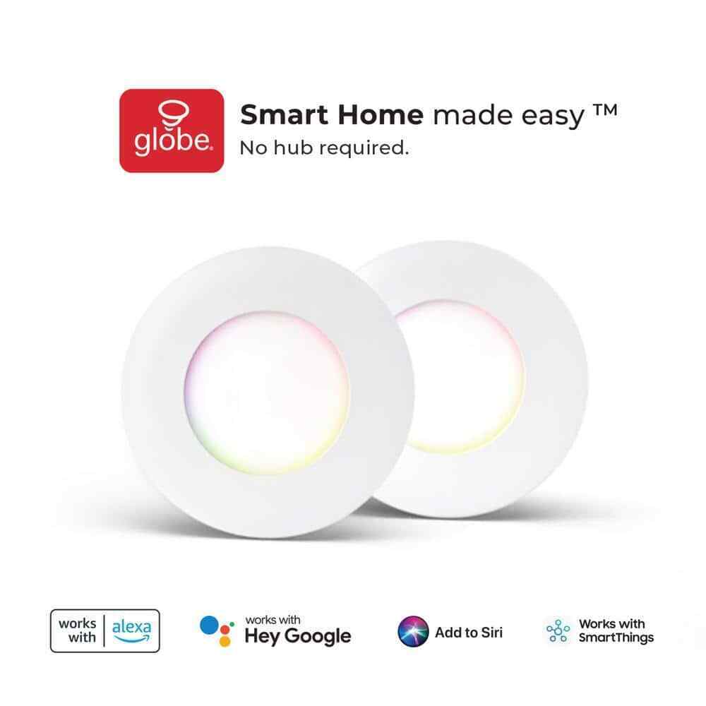 Globe Electric Wi-Fi Smart 3 in. Ultra Slim LED Recessed Lighting Kit 2-Pack