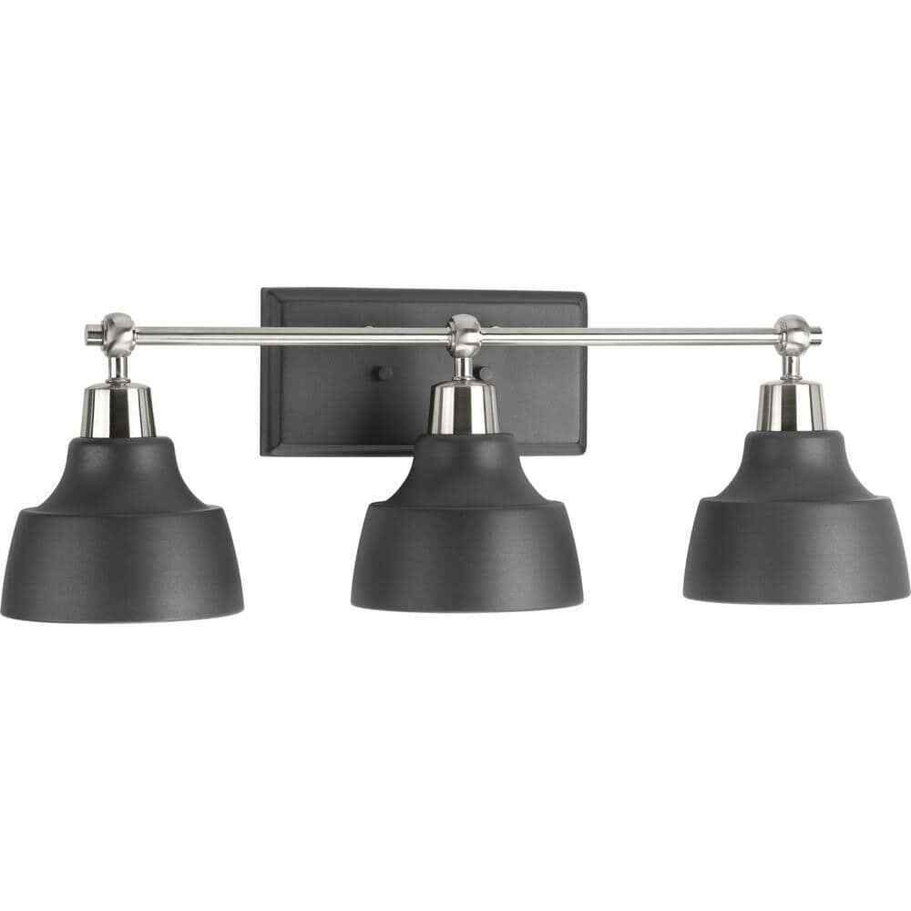 Progress Lighting Bramlett 3-Light Brushed Nickel Matte Black Metal Shade Light