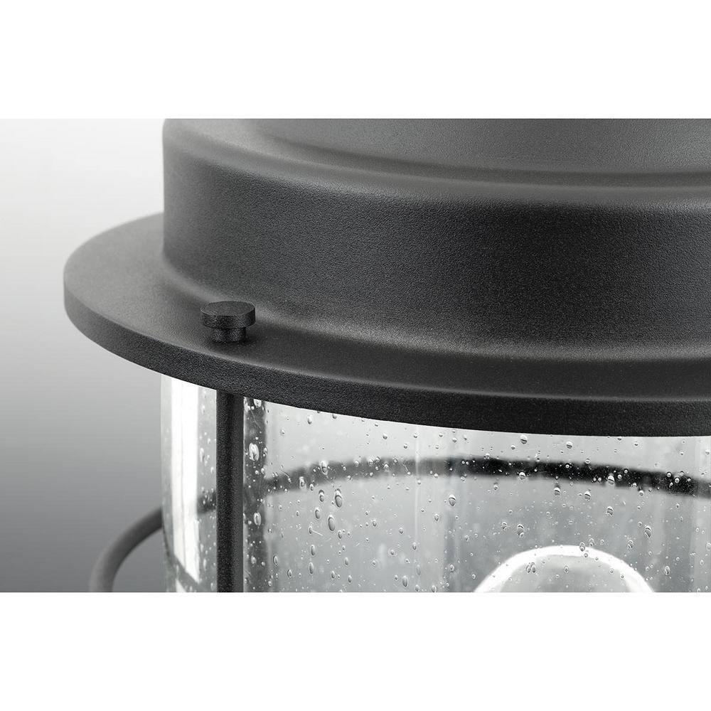 Progress Lighting Holcombe Textured Black Clear Seeded Glass Wall Lantern Light