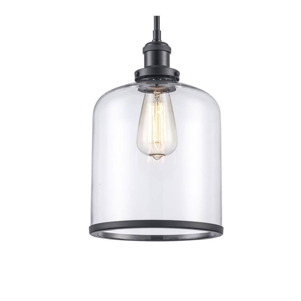 Bel Air Lighting Dorina 1-Light Black Mason Jar Hanging Kitchen Pendant Light