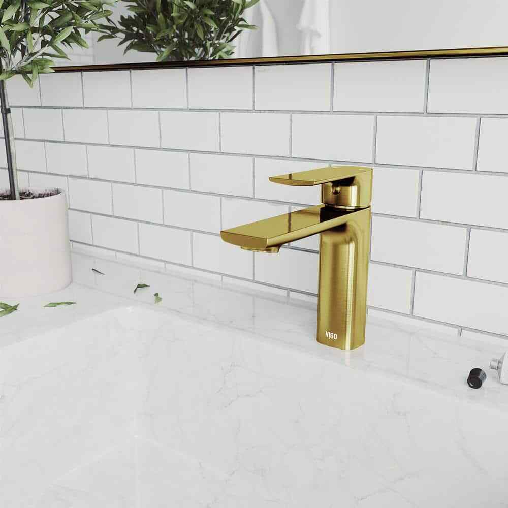 VIGO Davidson Single Handle Single-Hole Bathroom Faucet in Matte Brushed Gold