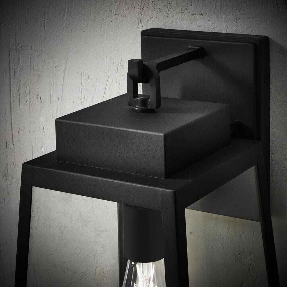 Hampton Bay Corbin Large 20 in. Modern Black Outdoor Tapered Wall Lantern Sconce