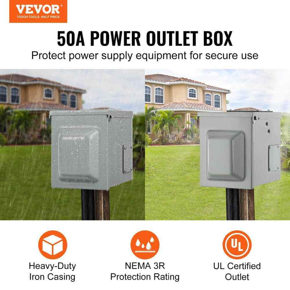 VEVOR RV Power Outlet Box 125-Volt/250-Volt Receptacle Panel for RV or Camper