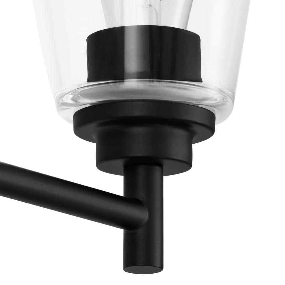 Hampton Bay 15 in. Wakefield 2-Light Matte Black Vanity Light w/ Clear Glass