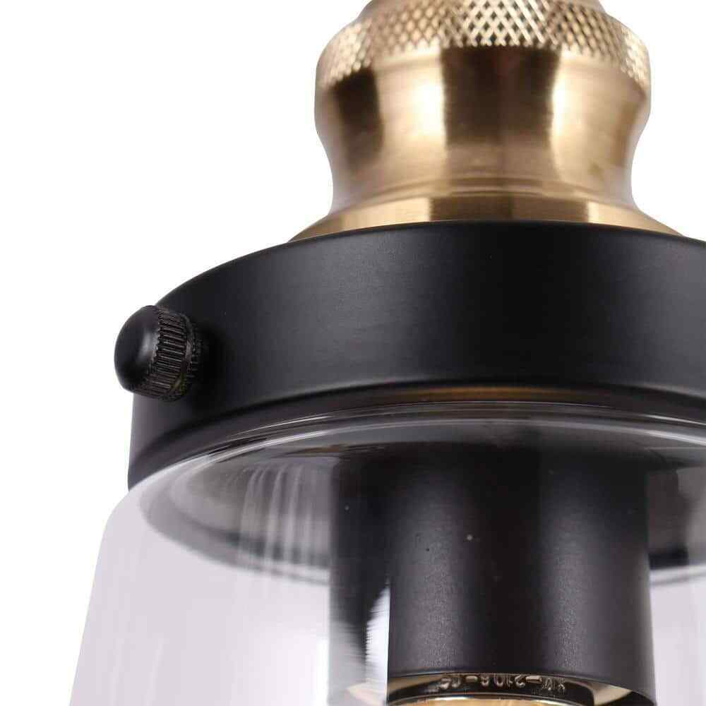 Uolfin Modern Kitchen Island Chandelier Pendant Light 1-Light Black and Brass
