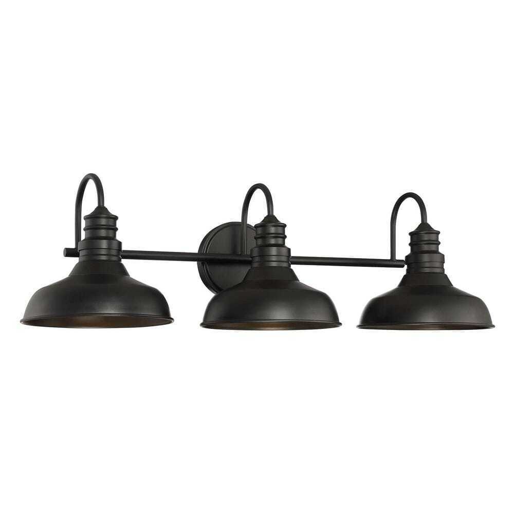 Hampton Bay 29 in. Elmcroft 3-Light Matte Black Vanity Light w/ Metal Shades