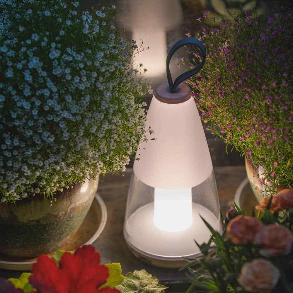 LUTEC 11.5 in. White Outdoor Portable Table Lamp 8500102331