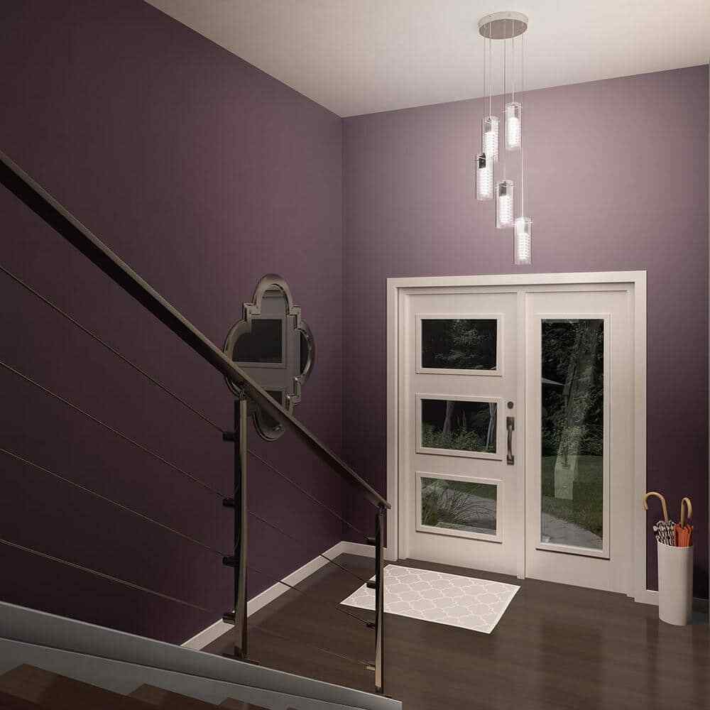 Artika Hologram 5 Light Chrome Modern LED Pendant Light Fixture Kitchen Dining