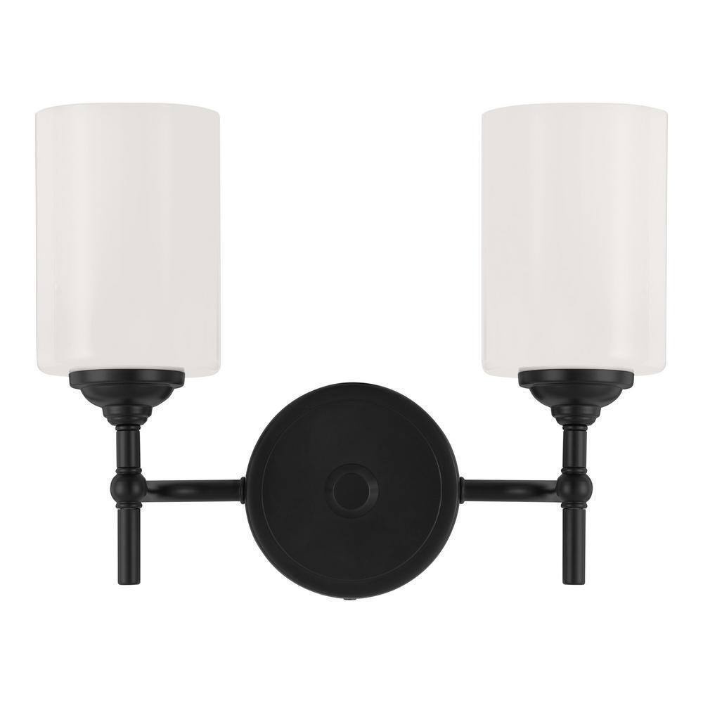 Home Decorators Collection Ayelen 13.5 in. 2-Light Matte Black Vanity Light