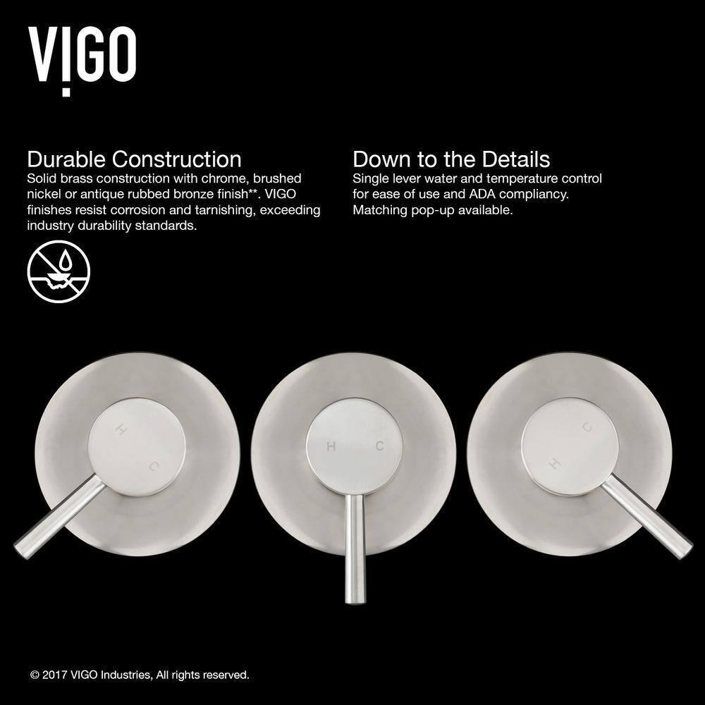 VIGO Olus Single Handle Single-Hole Bathroom Faucet in Brushed Nickel VG05001BN